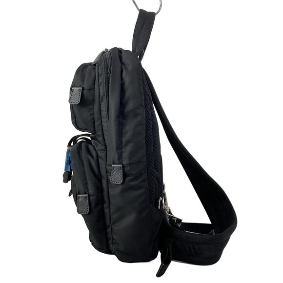 Prada Backpack 2VZ013 Black Navy Multi Nylon Leather